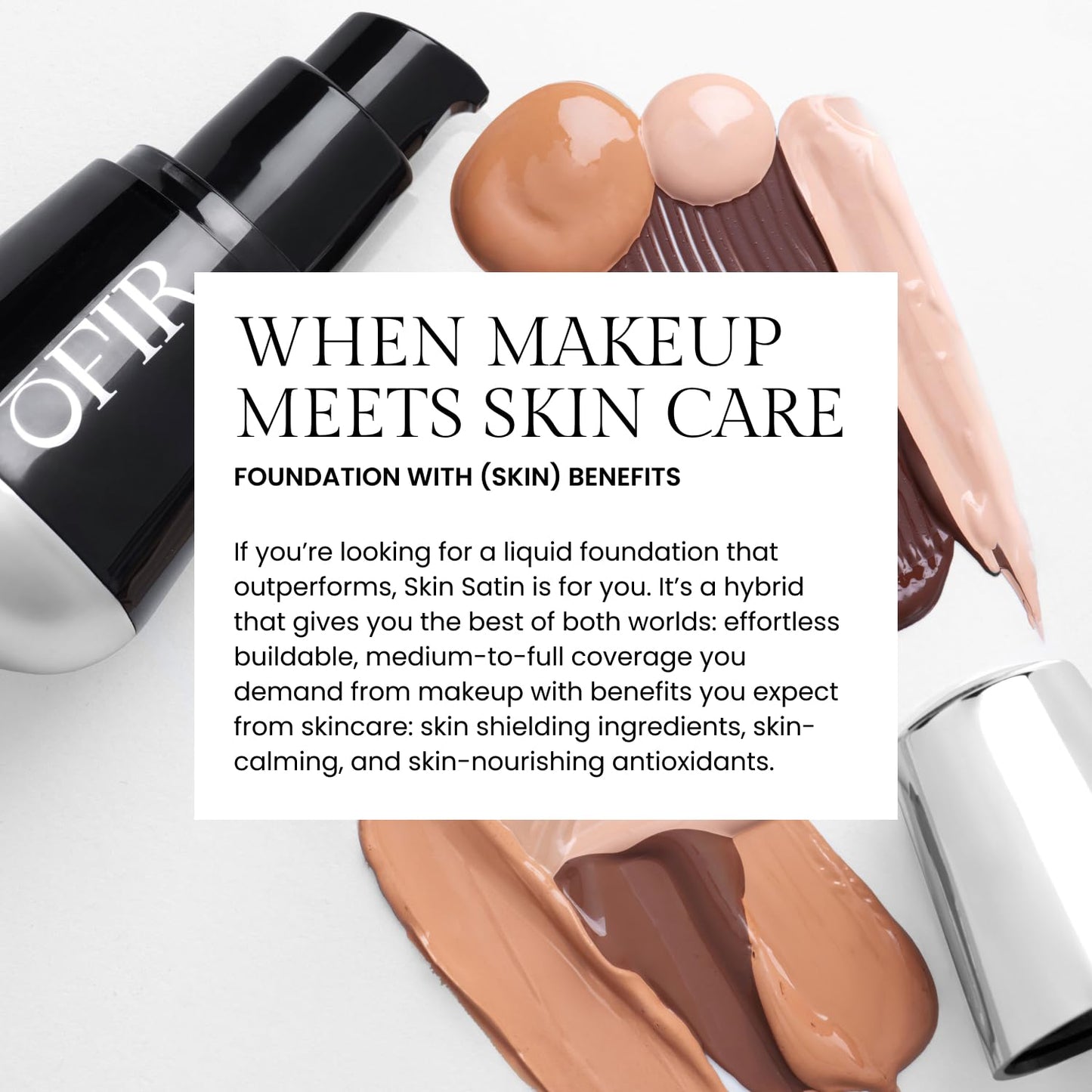 OFIR Skin Satin Foundation - Lightweight Vegan Formula with Blue Light Protection | Medium Coverage, 1 FL OZ (Almond - Medium Neutral)