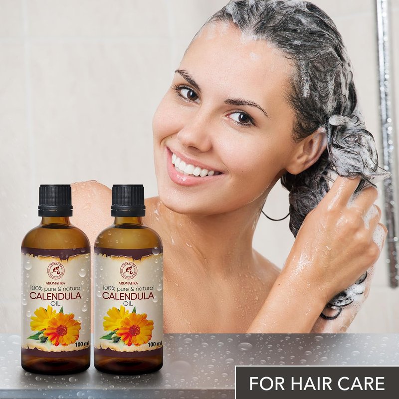 Calendula Oil Set - 100% Pure & Natural Marigold Oil - Infused Almond Oil - 6.8 Fl Oz Total