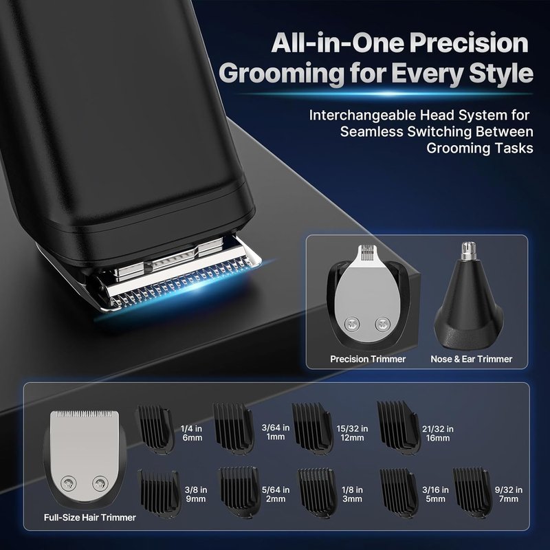 Valano Beard Trimmer - All-in-One Cordless Electric Hair Clippers for Men | Rechargeable Grooming Kit for Mustache, Nose & Body