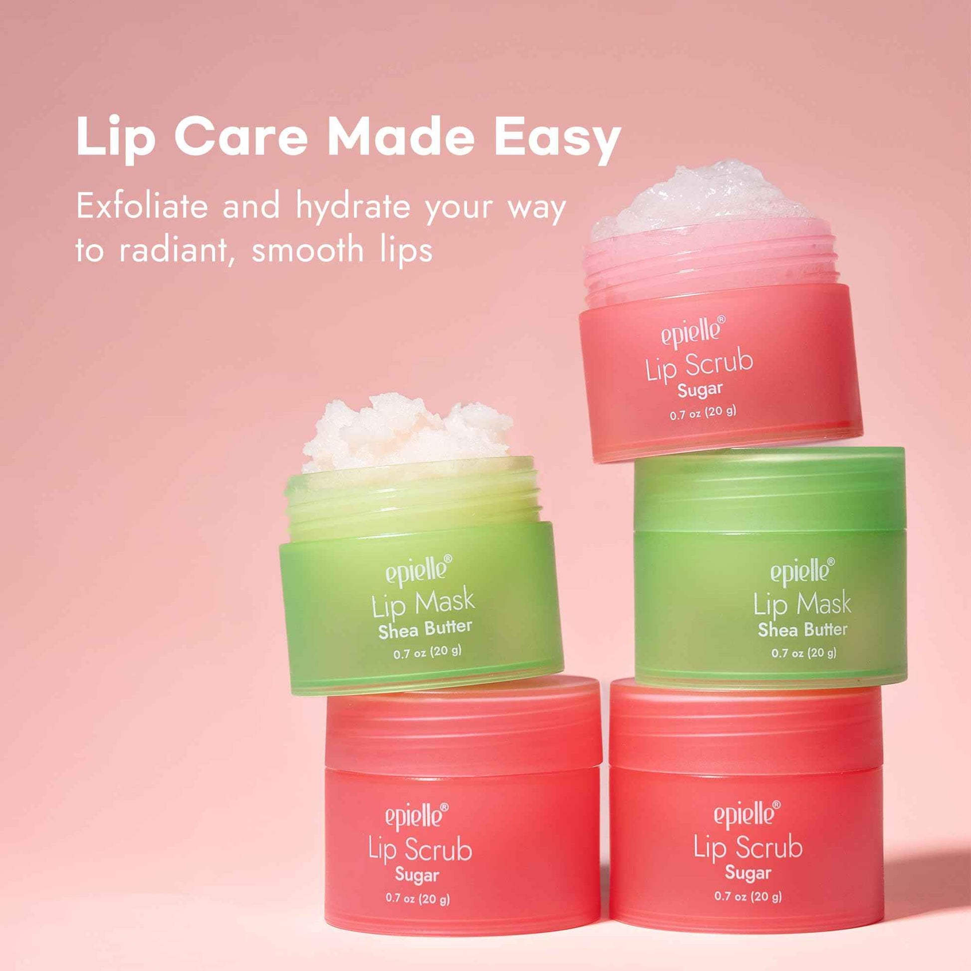 Epielle Lip Care Heroes Buff & Shine, Sugar Scrub & Sleeping Mask Lip Care Kit, Exfoliate & Hydrate, 2-Piece Set for Day & Night Care, K-Beauty
