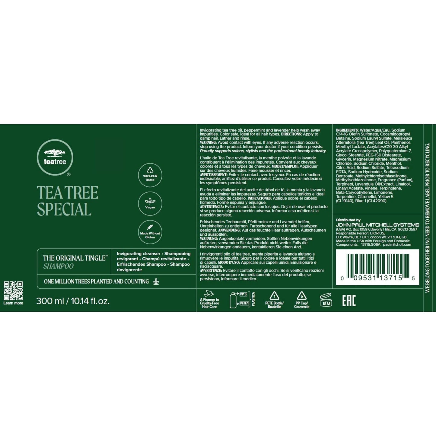 Tea Tree Special Shampoo Deep Cleans, Refreshes Scalp Hair and Body Moisturizer Leave-In Conditioner, Body Lotion, For All Hair + Skin Types, 10.14 fl oz, Set
