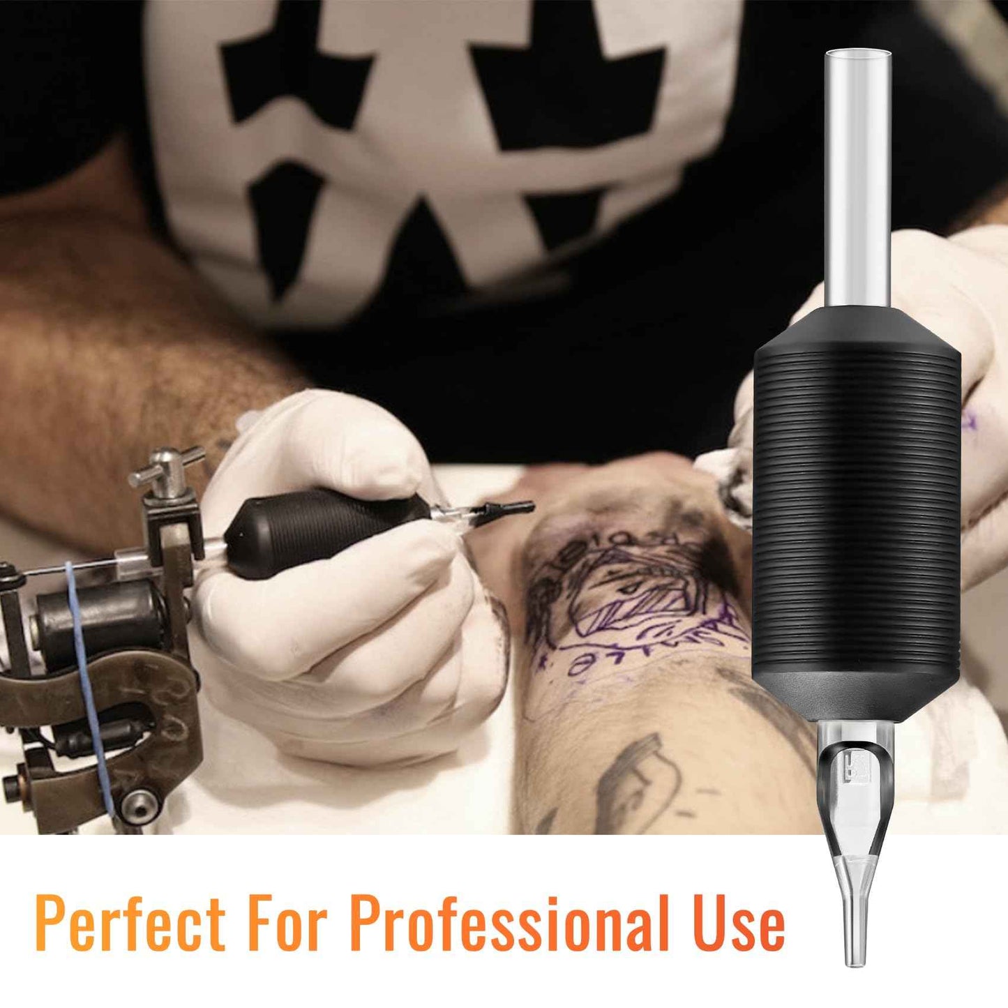 Keilend 25PCS 1 Inch 15 Mag Tubes with Soft Black Silicone, Disposable Tube Grips with Clear Long Tips, 15 Flat Tube for 14F, 15RM, 15M1, 29M2, 29RM2