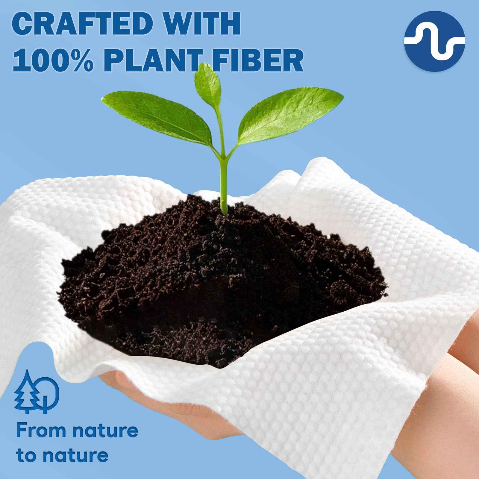 Disposable Face Towel, Biodegradable Facial Towels for Sensitive Skin, Ultra Soft Face Towelette for Women Cleansing, 7.87’’ x 7.87 ‘’ (4 Packs)