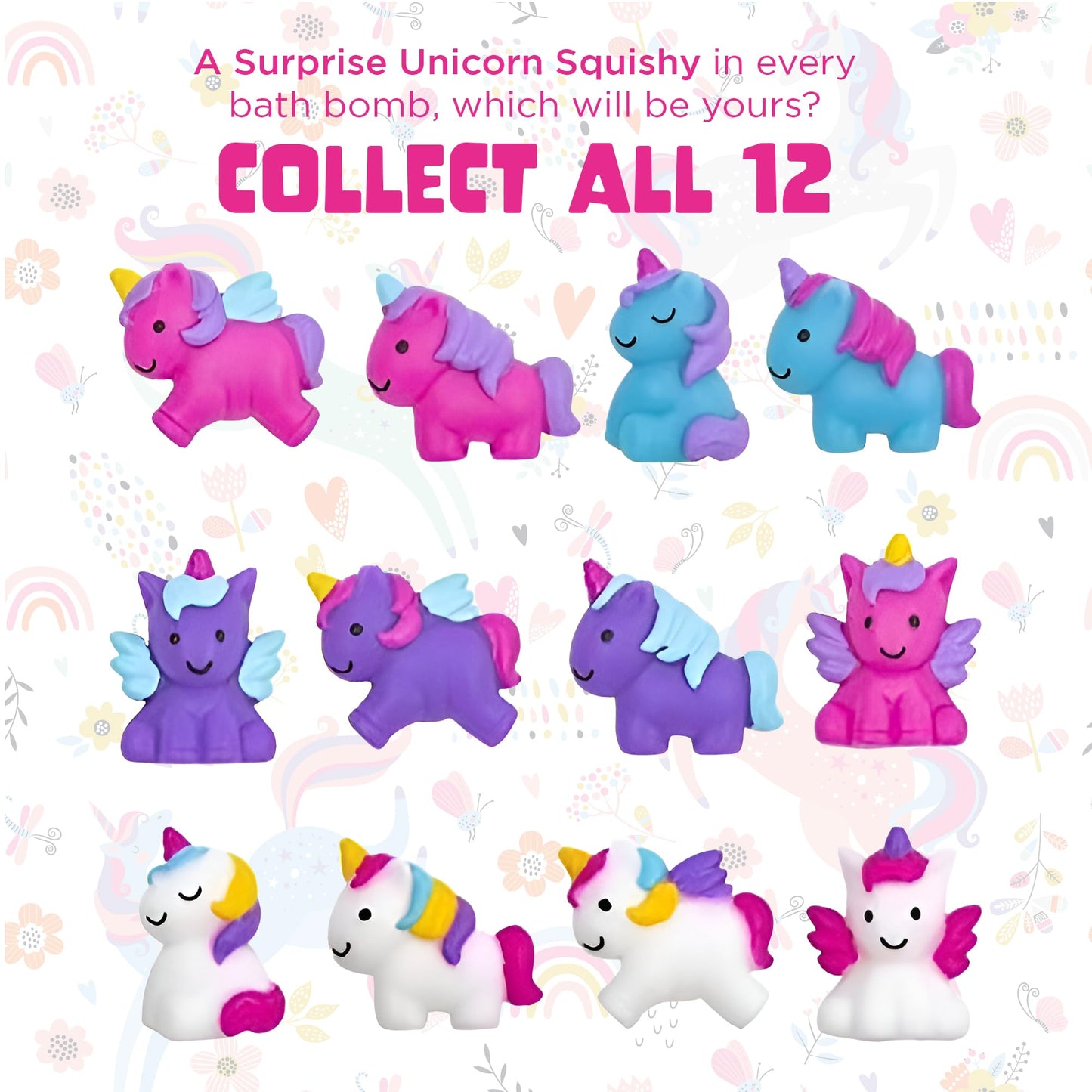 Unicorn Bath Bomb for Girls with Surprise Squishy Toys Inside, 1 Pack