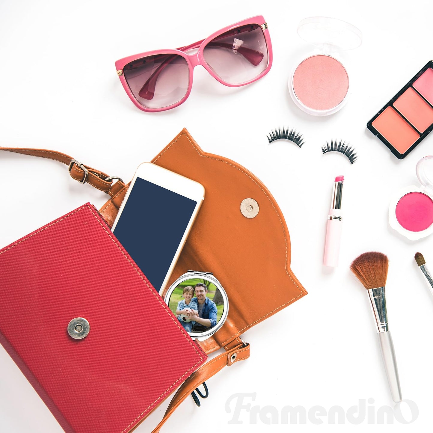 Framendino, 12 Pack Round Sublimation Cosmetic Mirrors Blanks Portable Folding Mirror for Women