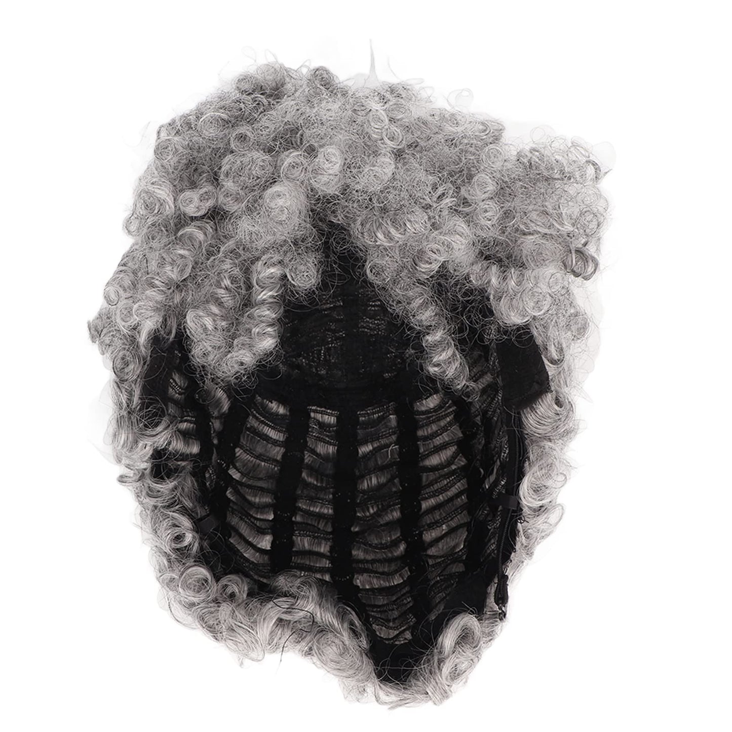 YUYTE Short Curly Afro Wig for Women, Synthetic Grey and with Bangs, Looking Short Hairstyle for Ladies