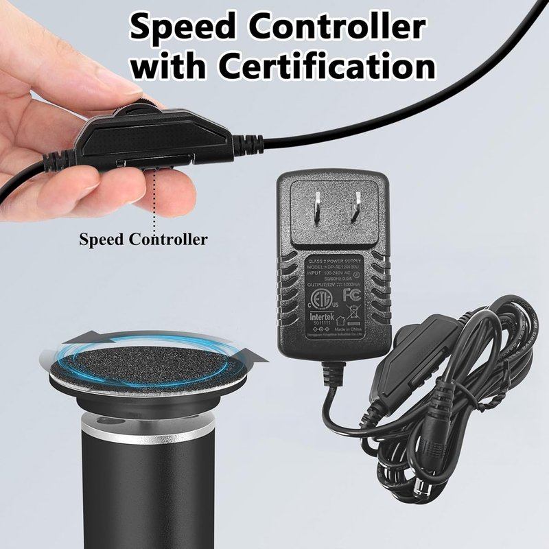 Electric Callus Remover - Adjustable Speed Foot File & Pedicure Tool | 60 Replaceable Sandpaper Discs, Black