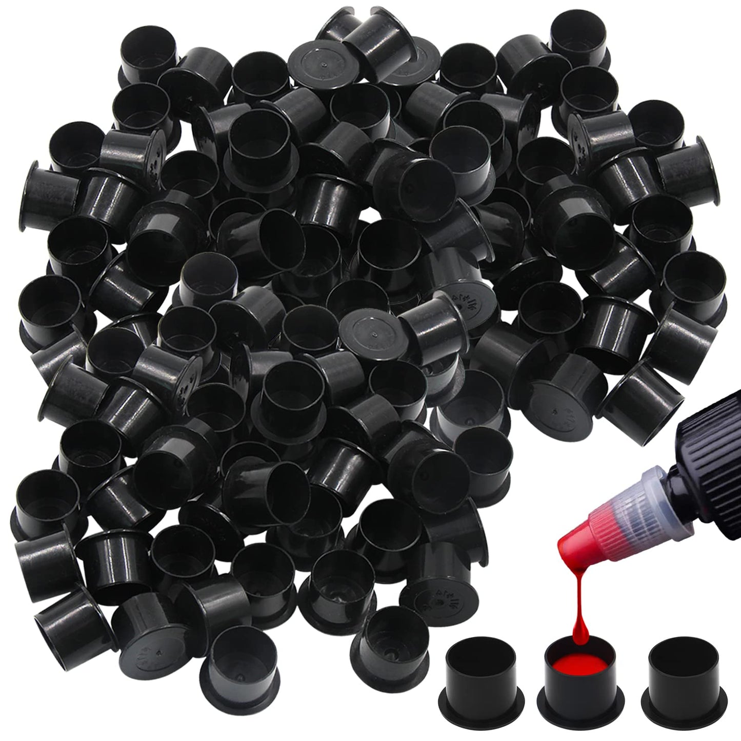 Tattoo Ink Caps Cups Large - Autdor 1000Pcs Tattoo Caps Cups with Base Disposable Pigment Cups Microblading Makeup Tattoo Ink Cups with Base Pigment Ink Caps 17mm Large for Tattoo Supplies