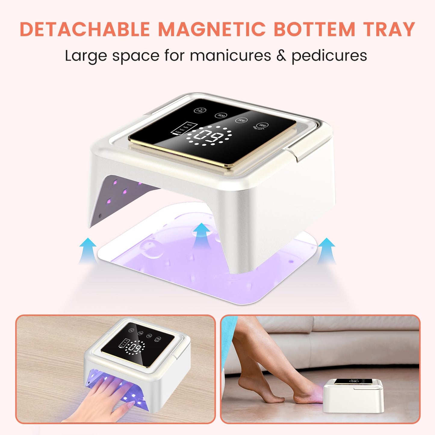 UV Nail Lamp 108W, UV Light for Gel Nail Polish, Cordless LED Nail Lamp with 36 Beads & Touch Display, Nail Light with 4 Timer Mode & Auto Sensor, Fast Curing Nail Dryer for Salon & Home (Pink)