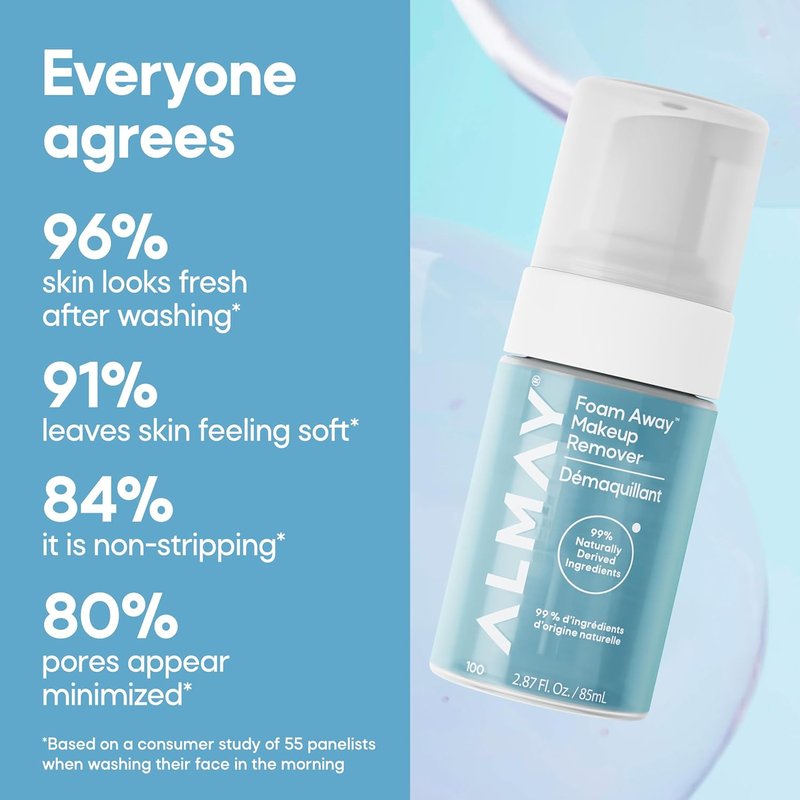 Almay Makeup Remover Foam - Gentle Hypoallergenic Face Cleanser | 2.87 fl oz, Vegan & Cruelty-Free