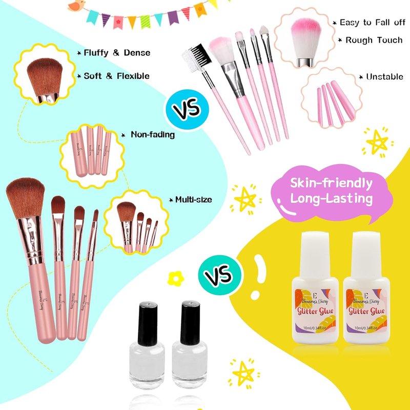 Glitter Tattoo Kit for Kids - 31 Colors, 165 Stencils & Brushes | Fun Arts & Crafts for Birthday Parties & Festivals