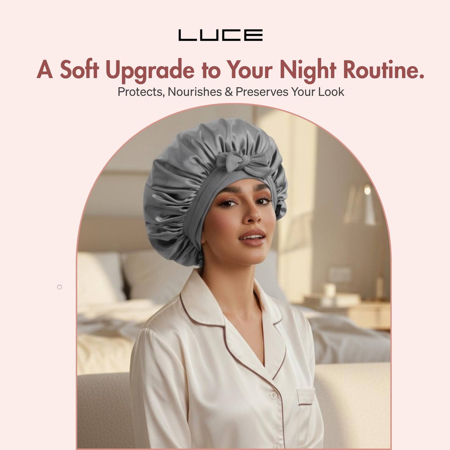 LUCE Satin Silk Bonnet for Sleeping - XL Double-Layer 600 Thread Satin Hair Bonnets for Women, Hair Cap for Sleep with Adjustable Tie for Frizz Control and Overnight Hair Protection