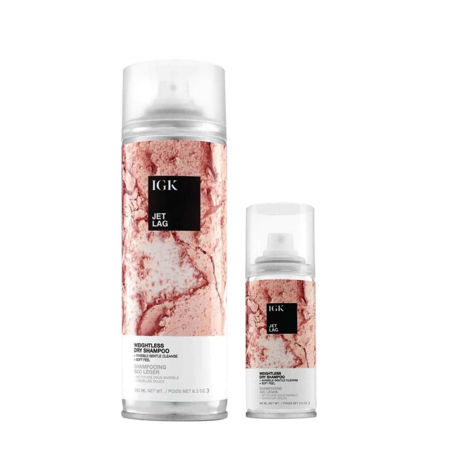IGK Jet Lag Invisible Dry Shampoo | Full + Travel Size | Weightless Buildable Formula+ Finely Milled Volcanic Ash for Lightweight Cleansing and Removing Dirt & Oil | 2 Pack