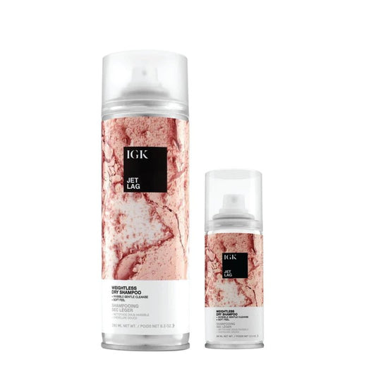 IGK Jet Lag Invisible Dry Shampoo | Full + Travel Size | Weightless Buildable Formula+ Finely Milled Volcanic Ash for Lightweight Cleansing and Removing Dirt & Oil | 2 Pack