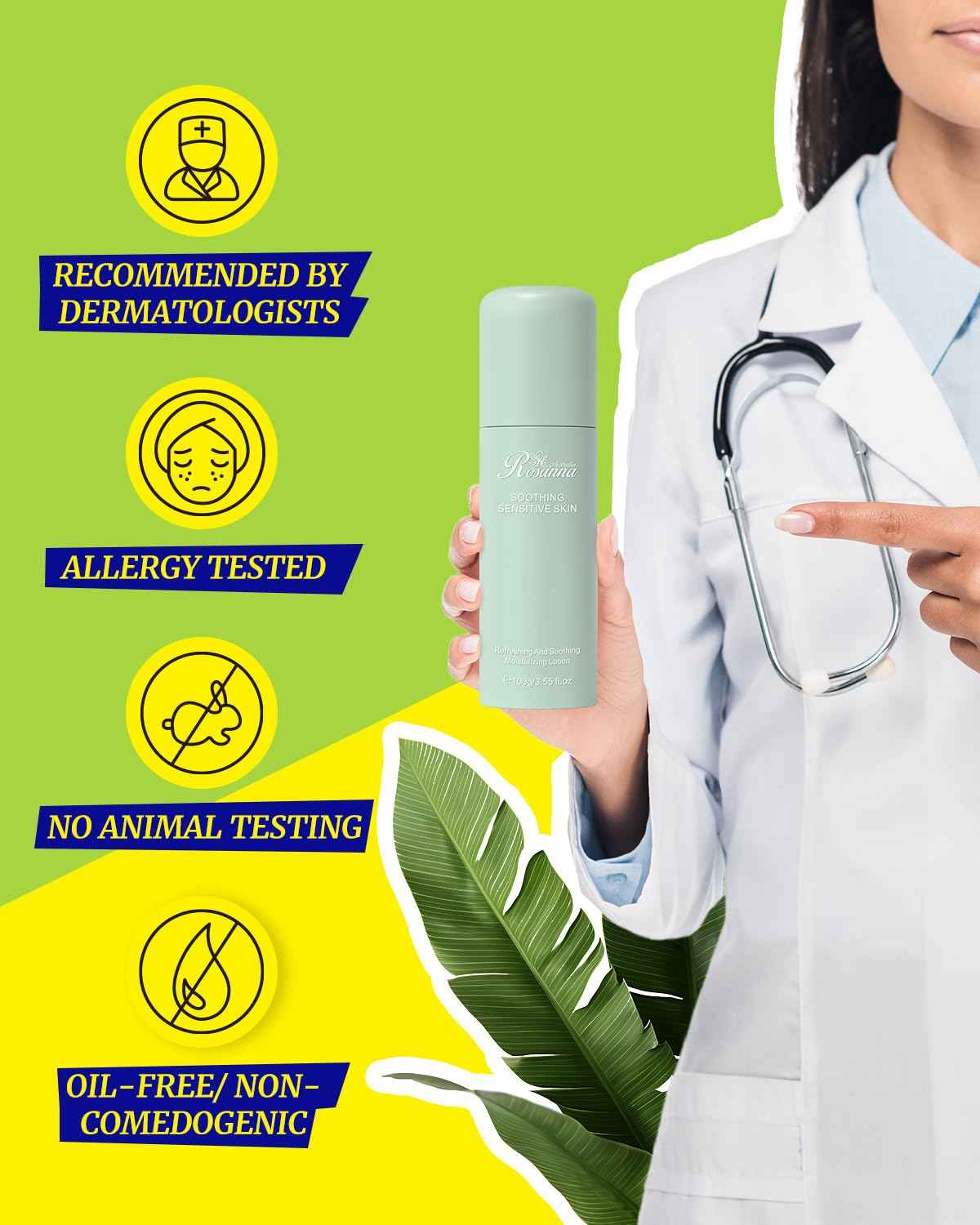 larosanna Soothing Moisturizing Lotion for Sensitive Skin Made in Australia,Skin Care Ideal for Redness and Dryness Relief,Face Moisturizer for Women with Gentian Root Extract,3.55 fl oz