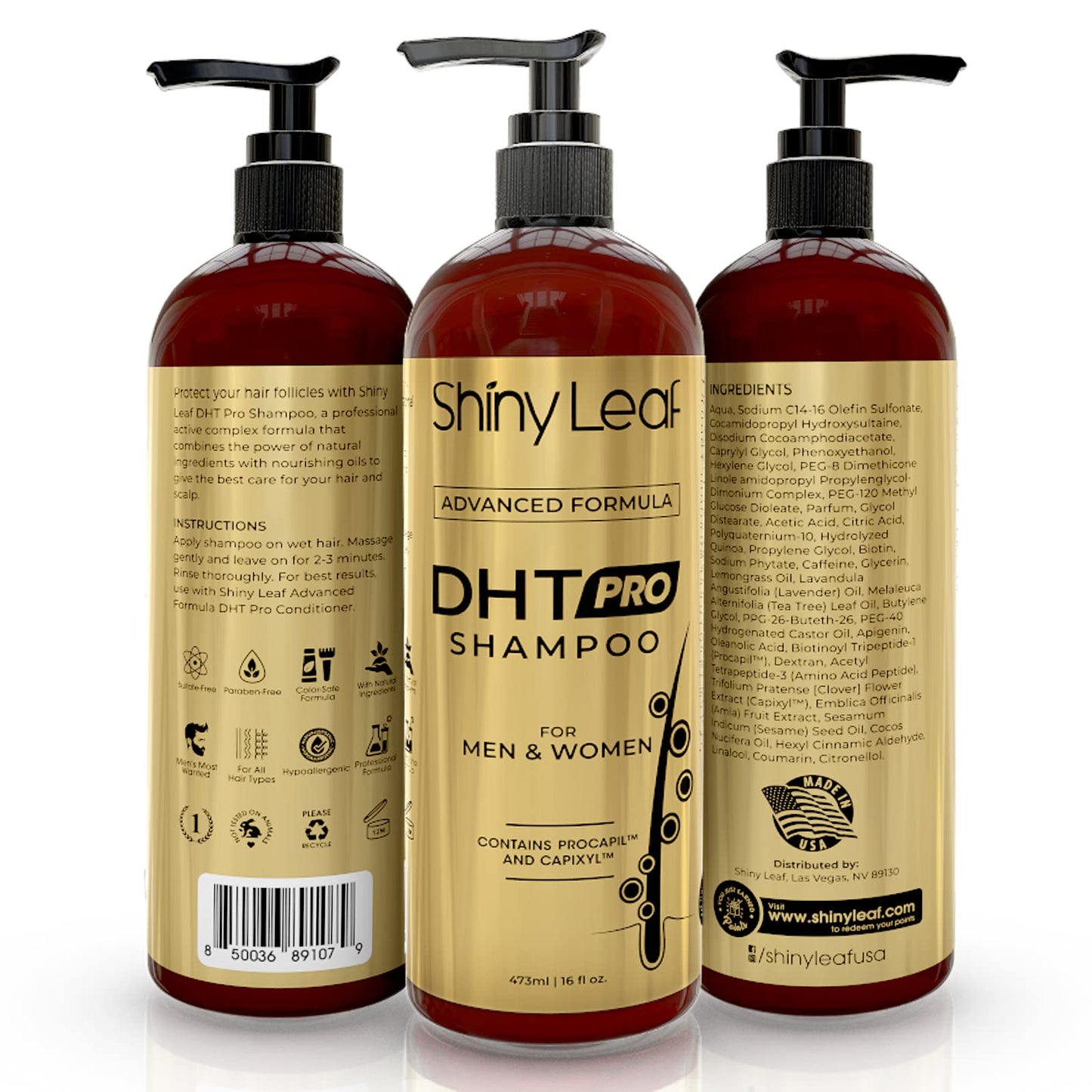 Shiny Leaf DHT Pro Shampoo with Procapil & Capixyl for Thinning Hair, 16 oz