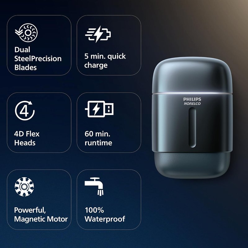 Philips Norelco Shaver 700 Series - Electric Shaver with Lift & Cut System, Dual Steel Blades | Wet & Dry, Travel Case, Model S794/94