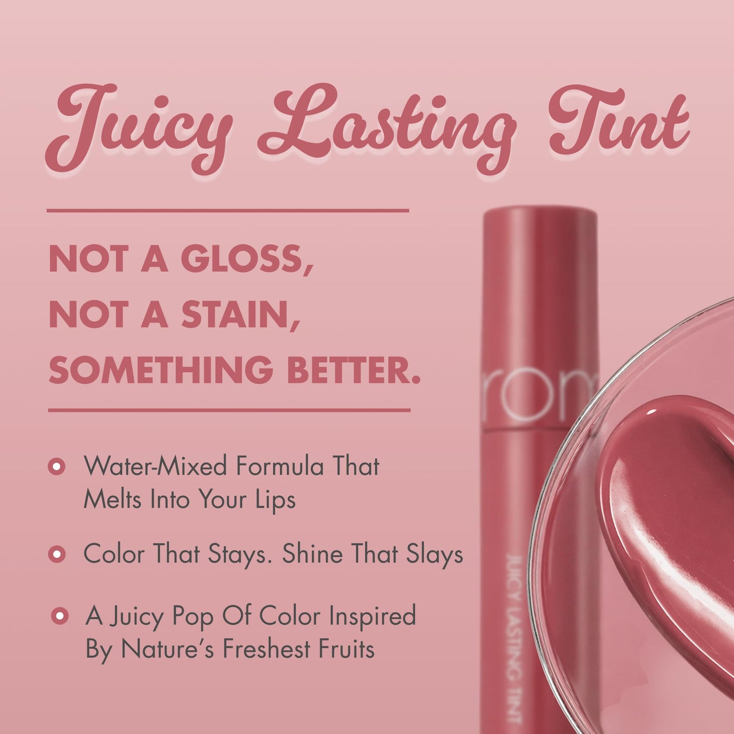 rom&nd Juicy Lasting Tint #18 Mulled Peach - K-Beauty Glossy Lip Stain | Hydrating, Long-Lasting, Non-Sticky Syrupy Finish | Natural Fruit-Inspired Coral Peach for All Skin Tones