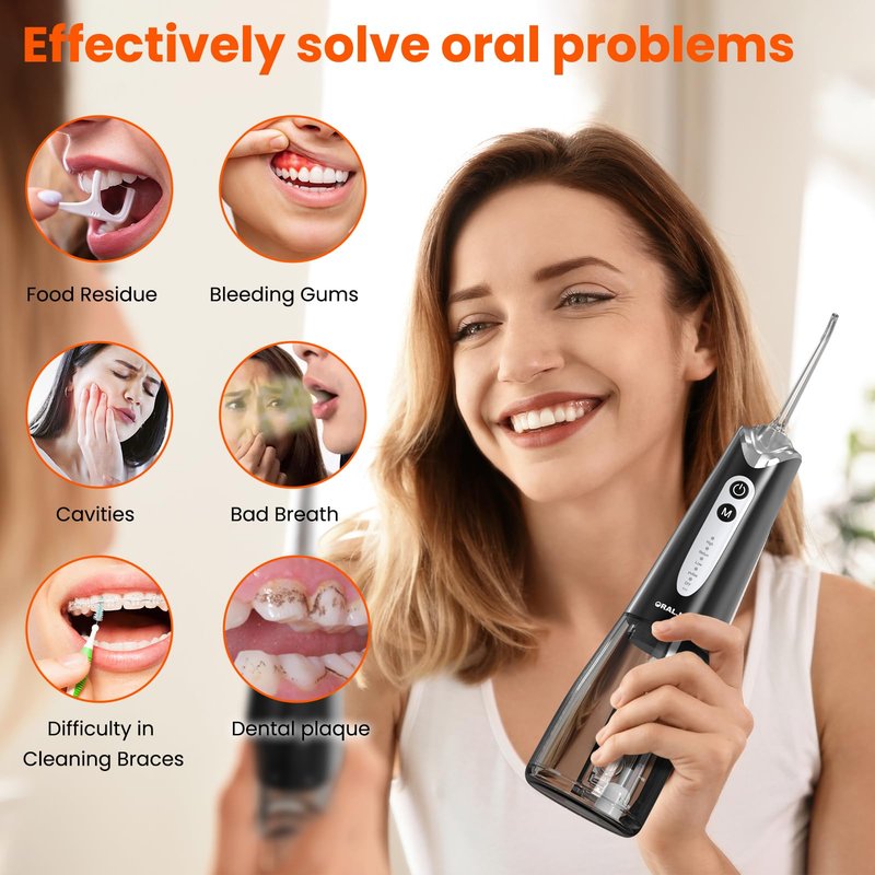 Water Dental Flosser Pick for Teeth: 300ML Portable Oral Irrigator, Rechargeable Travel Irrigation Cleaner Professional Electric Flossing Machine Power Flossers & Irrigator Accessories IPX7 Waterproof