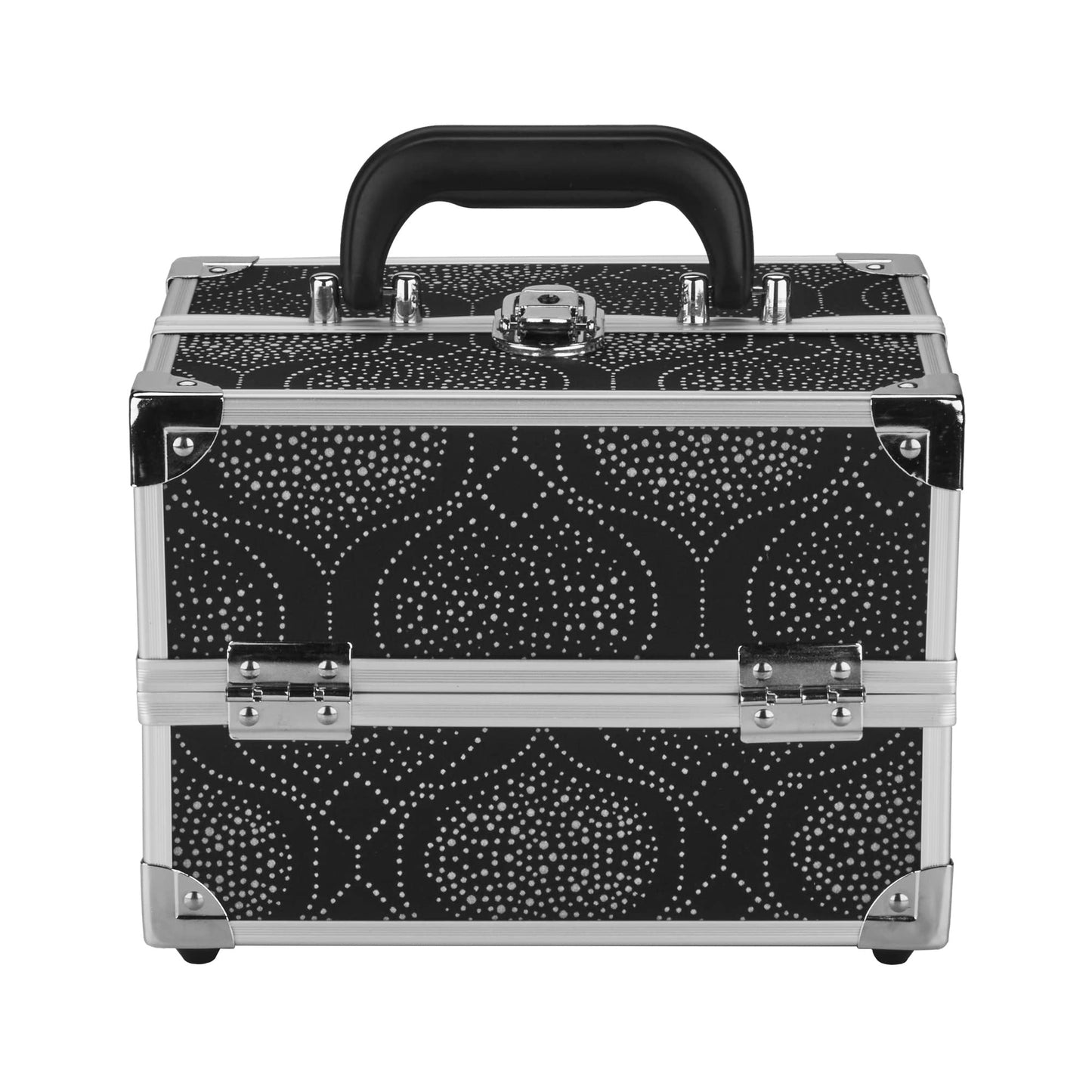Conair Makeup Beauty Case, Cosmetic Case, with Expandable Shelves and Locking Latch, in Black Print, London SOHO New York for Conair