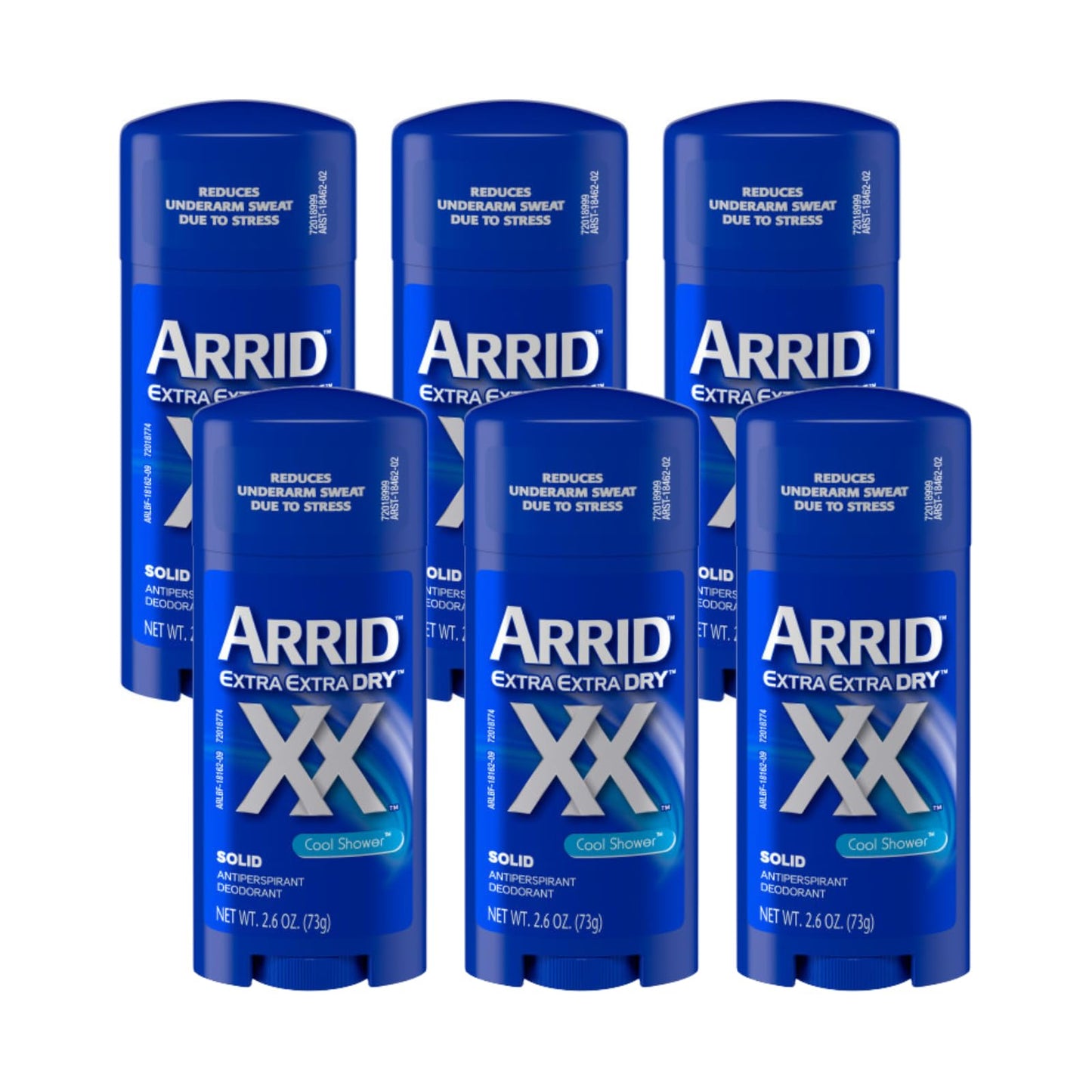 Arrid XX Extra Extra Dry Solid Antiperspirant Deodorant, Cool Shower, 2.6 oz. (Pack of 6)