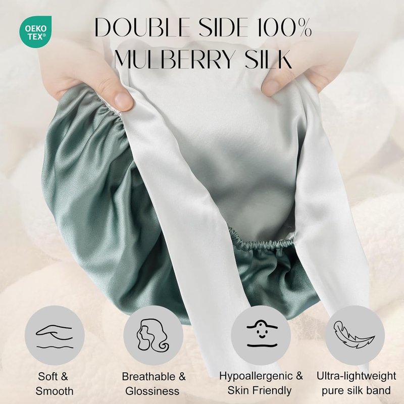ZIMASILK 100% Mulberry Silk Bonnet for Women - Double Layer Hair Wrap with Tie Band | 1 Pack