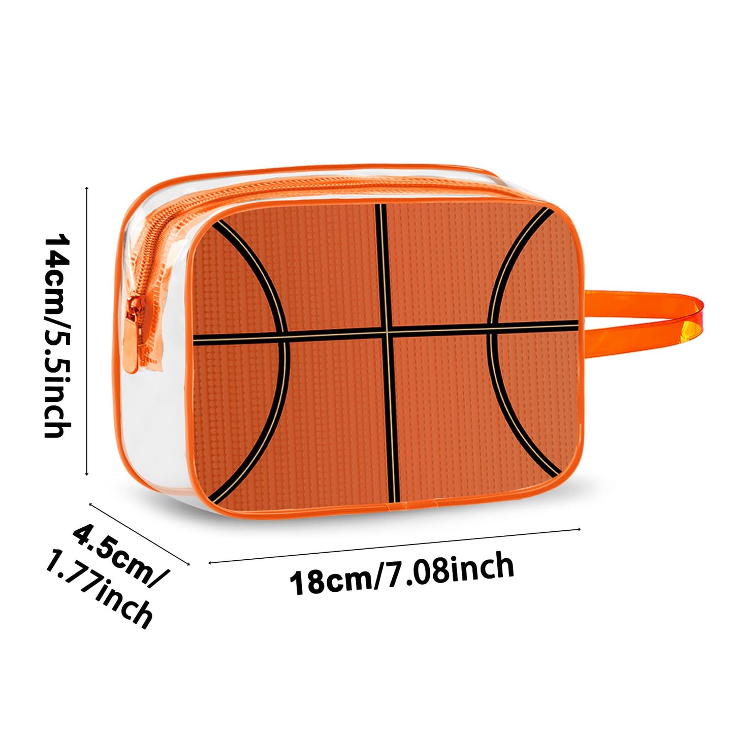 Lebaley 16PCS Basketball Cosmetic Bag - Basketball Snack Bags for Team,7x5.5x7'' Basketball Goodie Bag,Basketball Team Gifts for Player,Waterproof Clear PVC Zippered Toiletry Carry Pouch for Travel