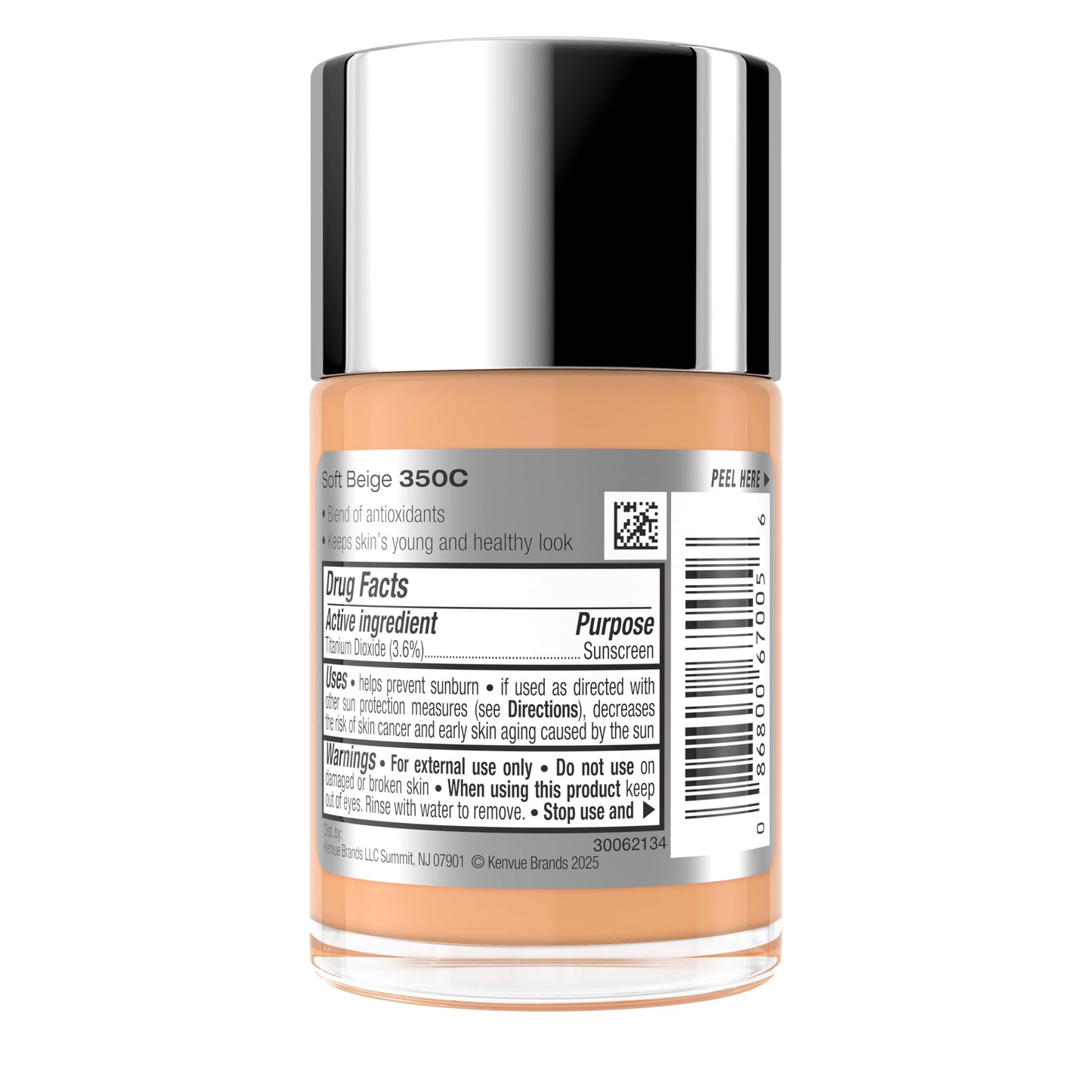 Neutrogena Healthy Skin Liquid Foundation Makeup with Broad Spectrum SPF 20 Sunscreen, Lightweight, Medium Coverage Makeup with Sunscreen and Pro-Vitamin B5, Soft Beige 350C, 1 fl. oz