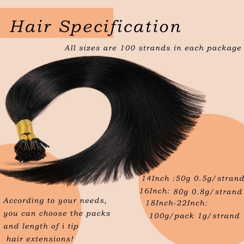 Jiameisi I Tip Hair Extensions Human Hair 14 inch Itip Human Hair Extensions Keratin Real Human Hair Extensions for Women Soft Natural #2 Dark Brown 50g Styling Dyeing Straightened Fusion Hairpieces