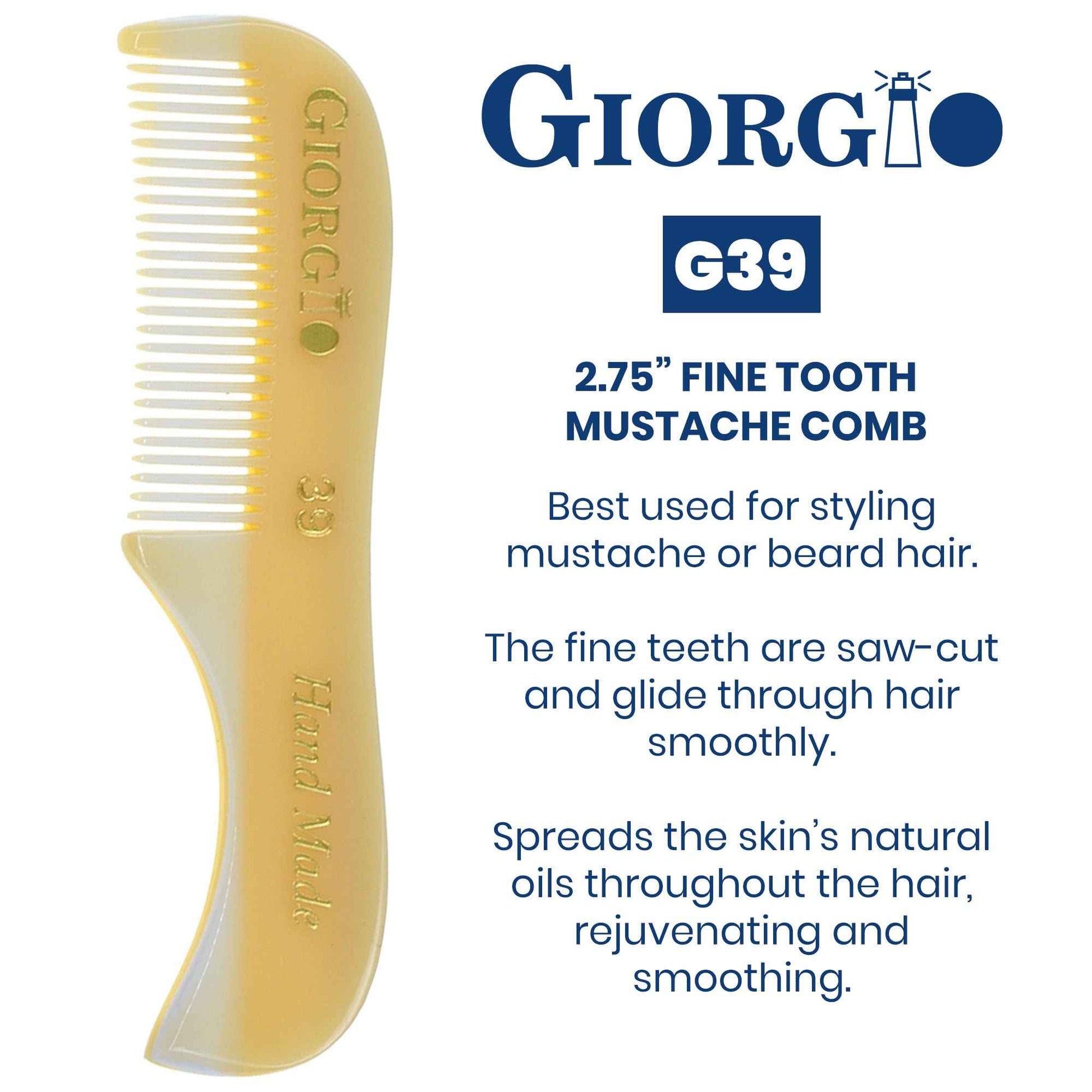 Giorgio G36 Handmade All Fine Tooth Pocket Comb for Men, Hair Comb Straightener for Everyday Grooming Styling Hair, Mustache and Beard for Men Women and Kids, Use Wet or Dry, Saw Cut and Hand Polished