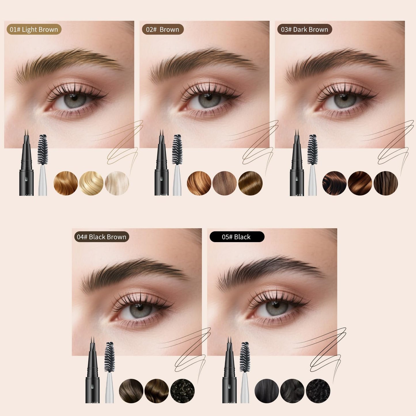Eyebrow Pencil - 2-in-1 Dual-Ended Microblading Pen with Double-Brush Tip | Long-Lasting Waterproof (Black Brown)