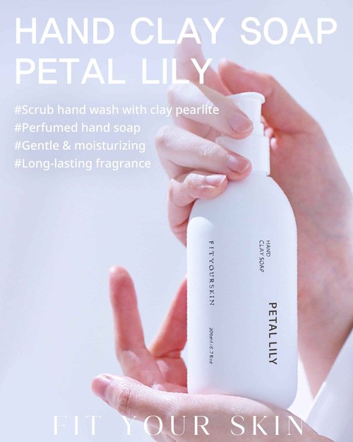 FIT YOUR SKIN Perfumed Hand Clay Soap #Petal Lily - Exfoliating & Moisturizing Hand Scrub Gel to Bubble Wash - Clay Pearlite & Mineral - Gentle & Long Lasting Fragrance - 1.7 fl.oz