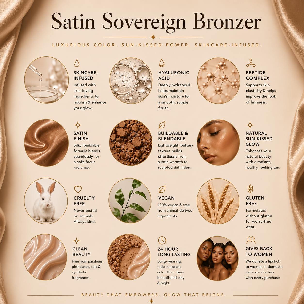 Defiance Beauty Immortal Envy Satin Sovereign Bronzer – Velvety-Matte, Rich Chocolate, Buildable, Long-Lasting, Vegan & Cruelty-Free, Infused with Collagen Peptides & Hyaluronic Acid for Radiant Skin