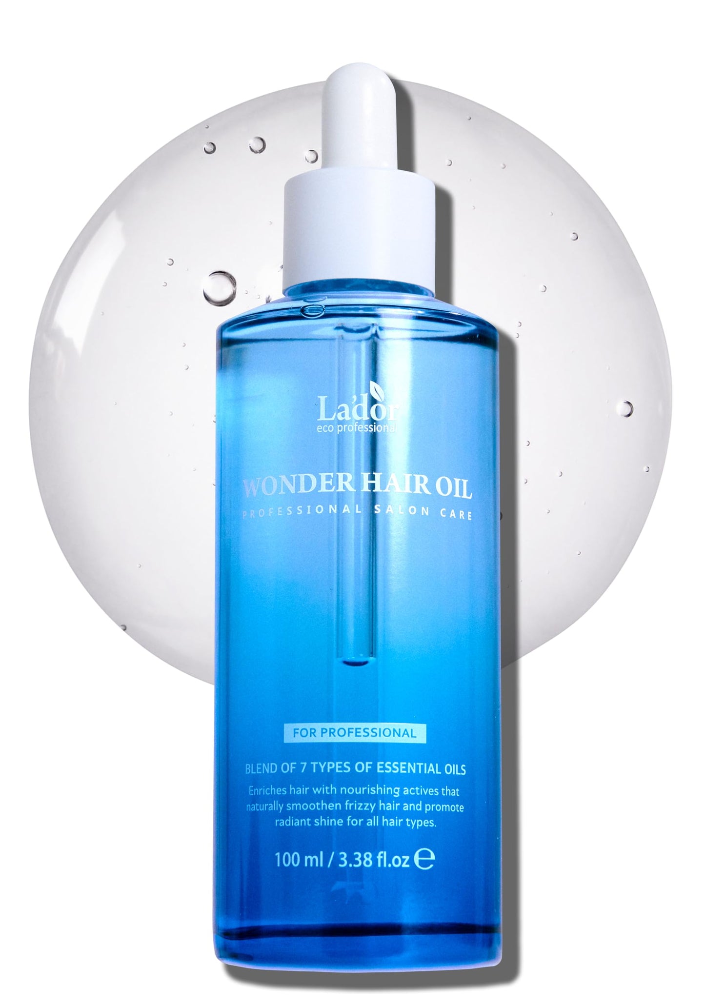 LA'DOR LADOR Wonder Hair Oil Anti Frizz Leave-In Lightweight Protein Coditioner - Squalane Argan Avocado Oil for Dry Static Damaged Bleached Hair Defrizz Heat Protectant Treatment 3.3 Fl Oz Korean