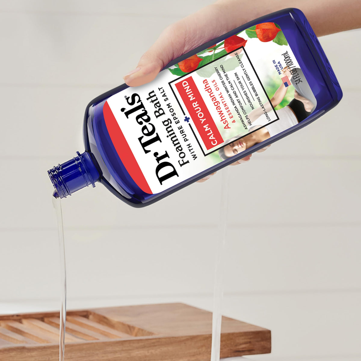 Dr Teal's Foaming Bath with Pure Epsom Salt, Ashwagandha, 34 fl oz (Pack of 4)