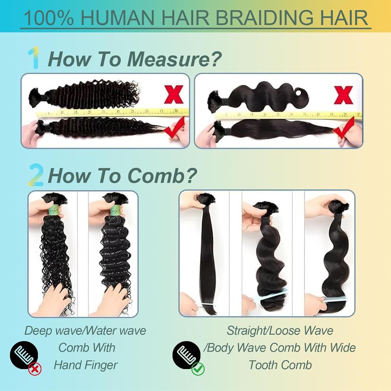 Human Hair for Boho Knotless Braids - 24-Inch Wet & Wavy Braiding Hair, Natural Black, 50g Bundle