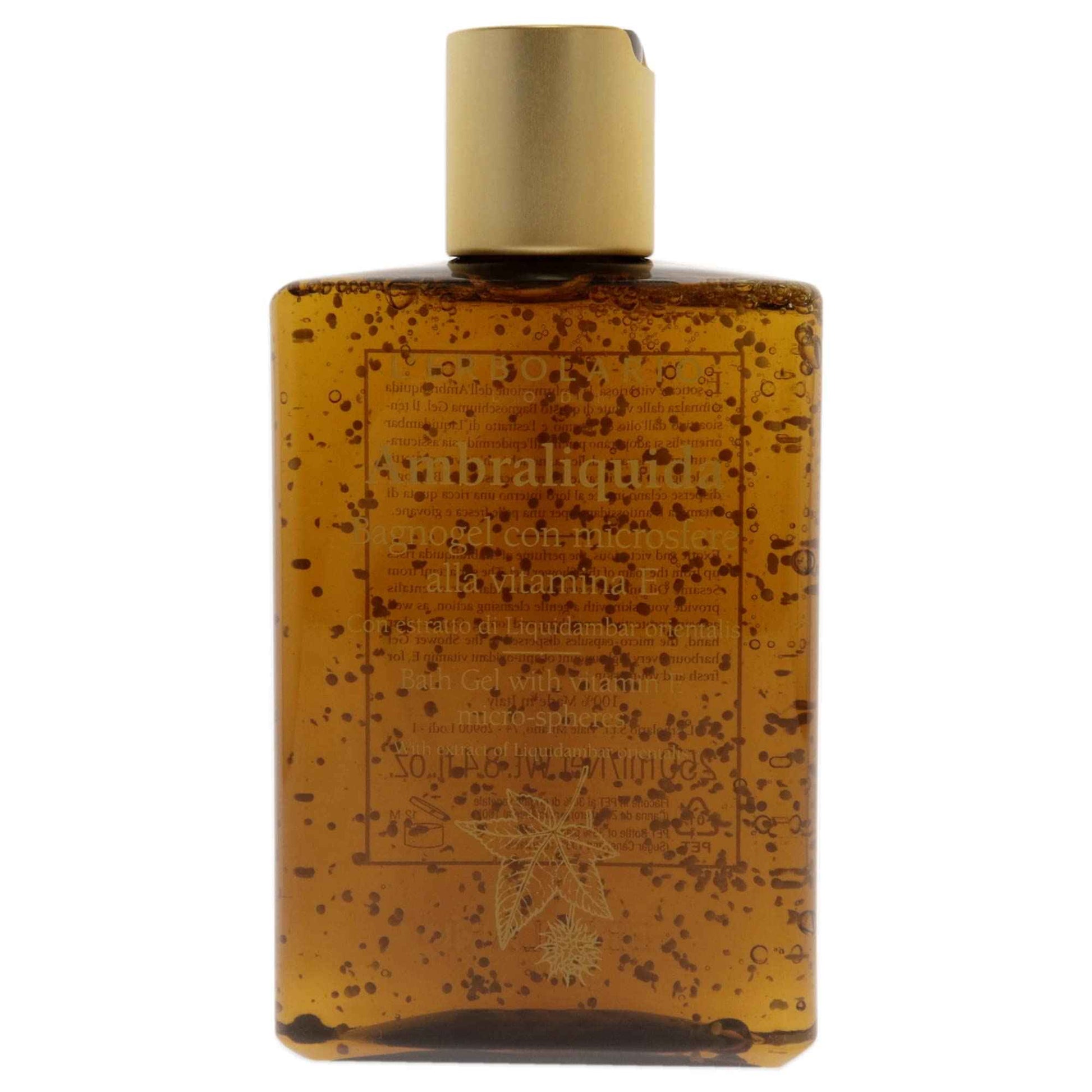 L'Erbolario Shower Gel – Bath Gel with Vitamin E Micro-Spheres – Protecting and Toning Body Wash with Liquidambar Extract – Ambraliquida - 8.4 oz