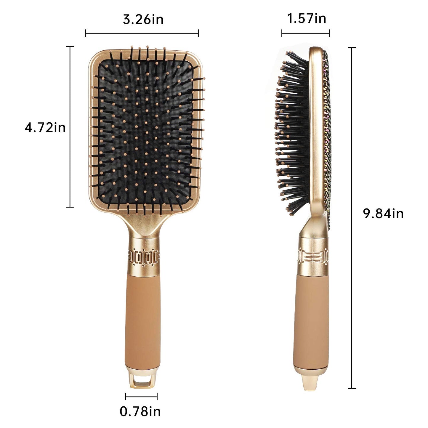 Hair Detangler Brush for Tangles, Knots, Fly Aways - Exceptional Wig Brush for Hair Wraps & Weave Management - Handmade Luxury Bling Crystal Paddle With Rhinestones (Rose Gold)
