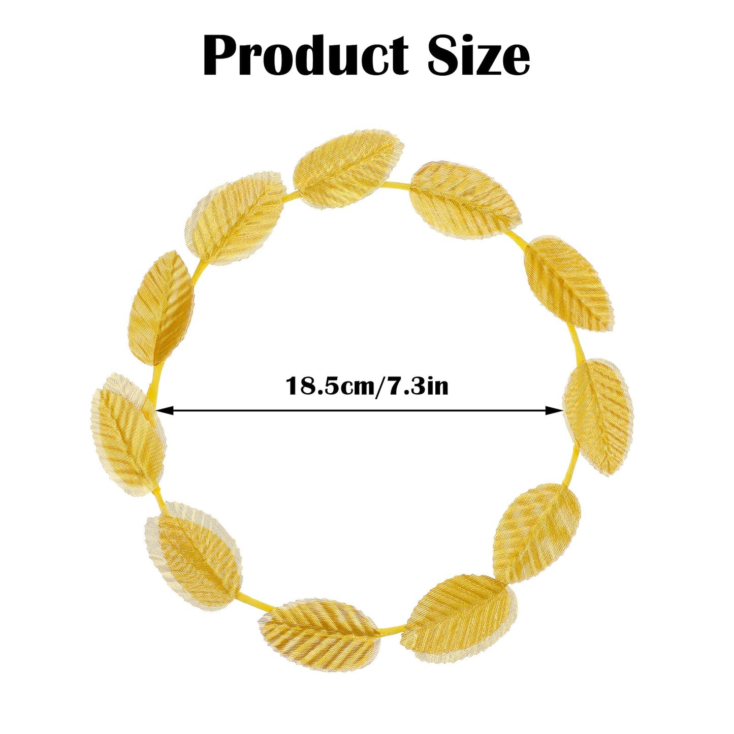 24Pcs Roman Laurel Toga Head Wreath Goddess Headpiece Circlet 7.3 Inches in Diameter Gold Leaf Crown Golden Greek Emperor Crown Toga Headwear