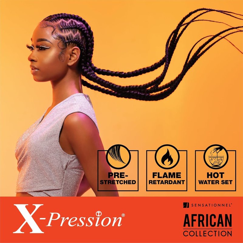 X-Pression Pre-Stretched Braiding Hair - 48-Inch Kanekalon Synthetic Braid for Box Braids & Twists | Color 4 Medium Brown