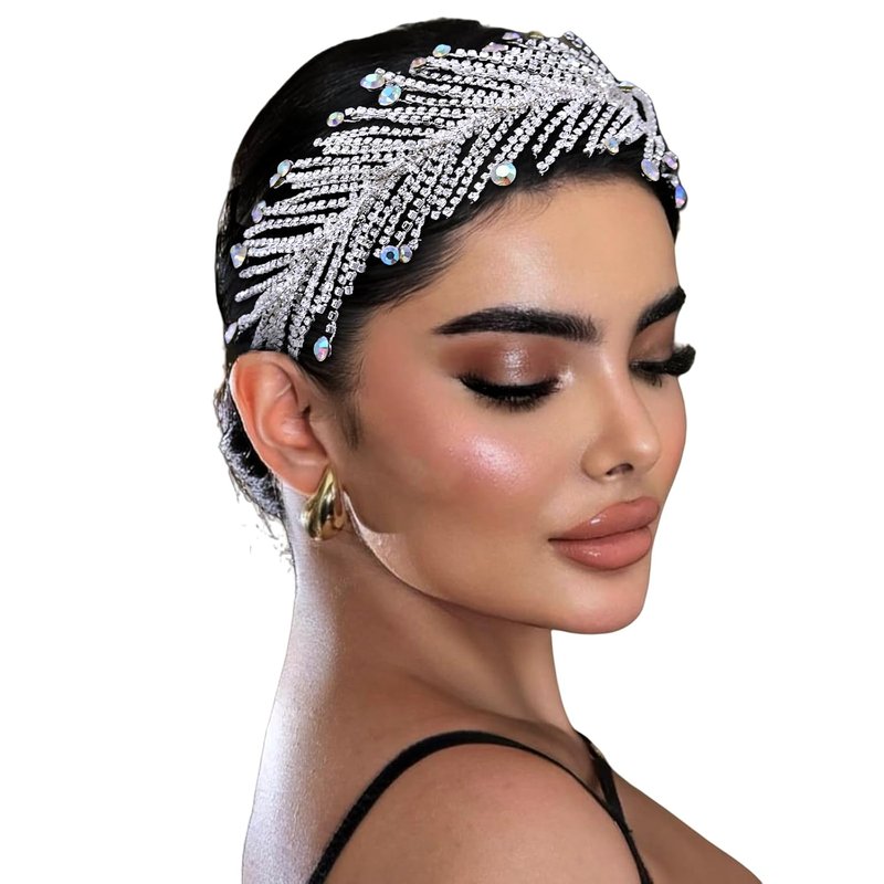Rhinestone Bridal Hair Band - Handmade Crystal Headband for Weddings | Elegant Diamond Chain Design