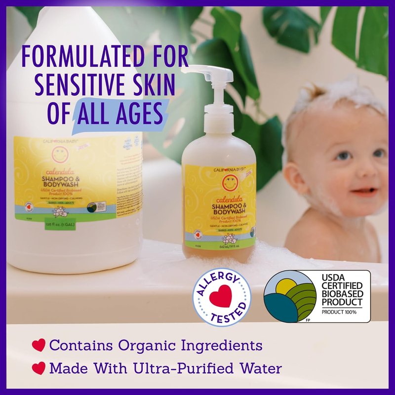 California Kids Shampoo & Body Wash - Soothing Calendula Formula | Hypoallergenic Lavender Scent | 19 oz
