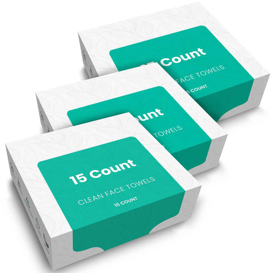 ONLYCARE Disposable Face Towel, Biodegradable Face Towels, 10" x 12" Super Thick Soft Facial Towels, 15 Count Face Towelettes Disposable for Sensitive Skin, Makeup Remover Dry Wipes, 3 Pack