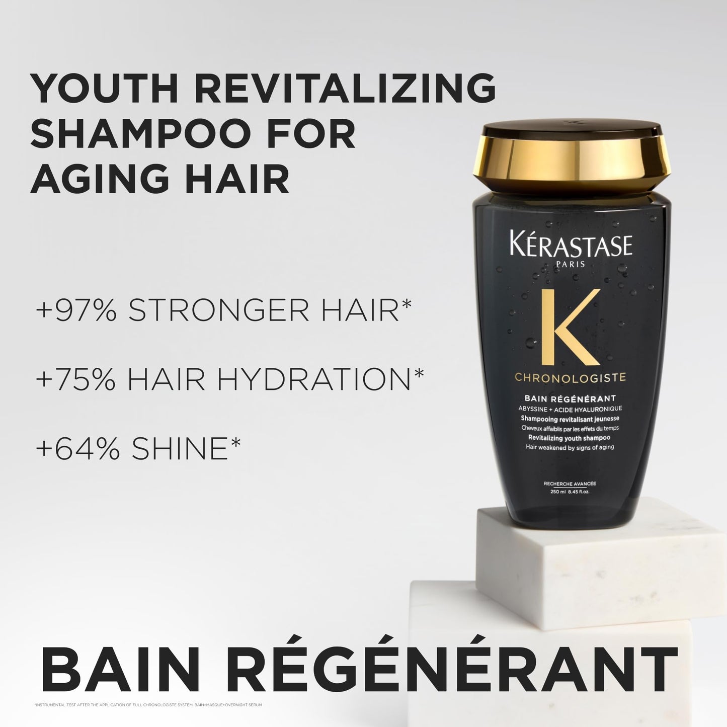 Kerastase Chronologiste Régénérant Shampoo For Dull & Sensitized Hair Types - Hydrates and Strengthens Hair, Revitalizes Hair & Scalp, With Hyaluronic Acid & Vitamin E, 8.5 Fl Oz