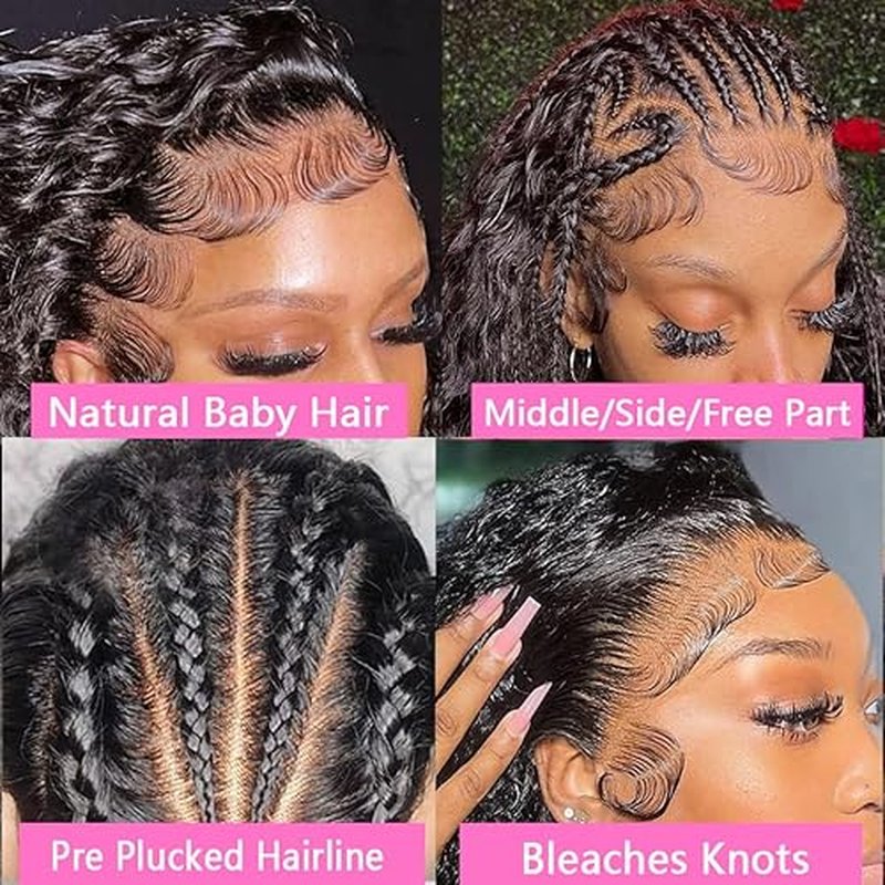24 Inch Deep Wave Lace Front Wigs Human Hair 13x6 HD Transparent Lace Front Wigs Human Hair Pre Plucked with Baby Hair Deep Wave Wig Human Hair Wet and Wavy Glueless Frontal Wigs 200% Density