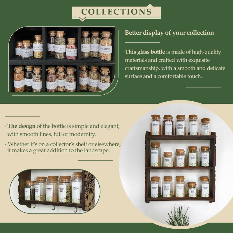 60-Pack 0.68 oz (20 ml) Glass Bottles with Cork Stoppers – for Spell Bottles, Spice Jars, DIY Party Favors, Travel Memories & Plant Propagation – Empty Recyclable Containers for Crafts, Kitchen,Décor