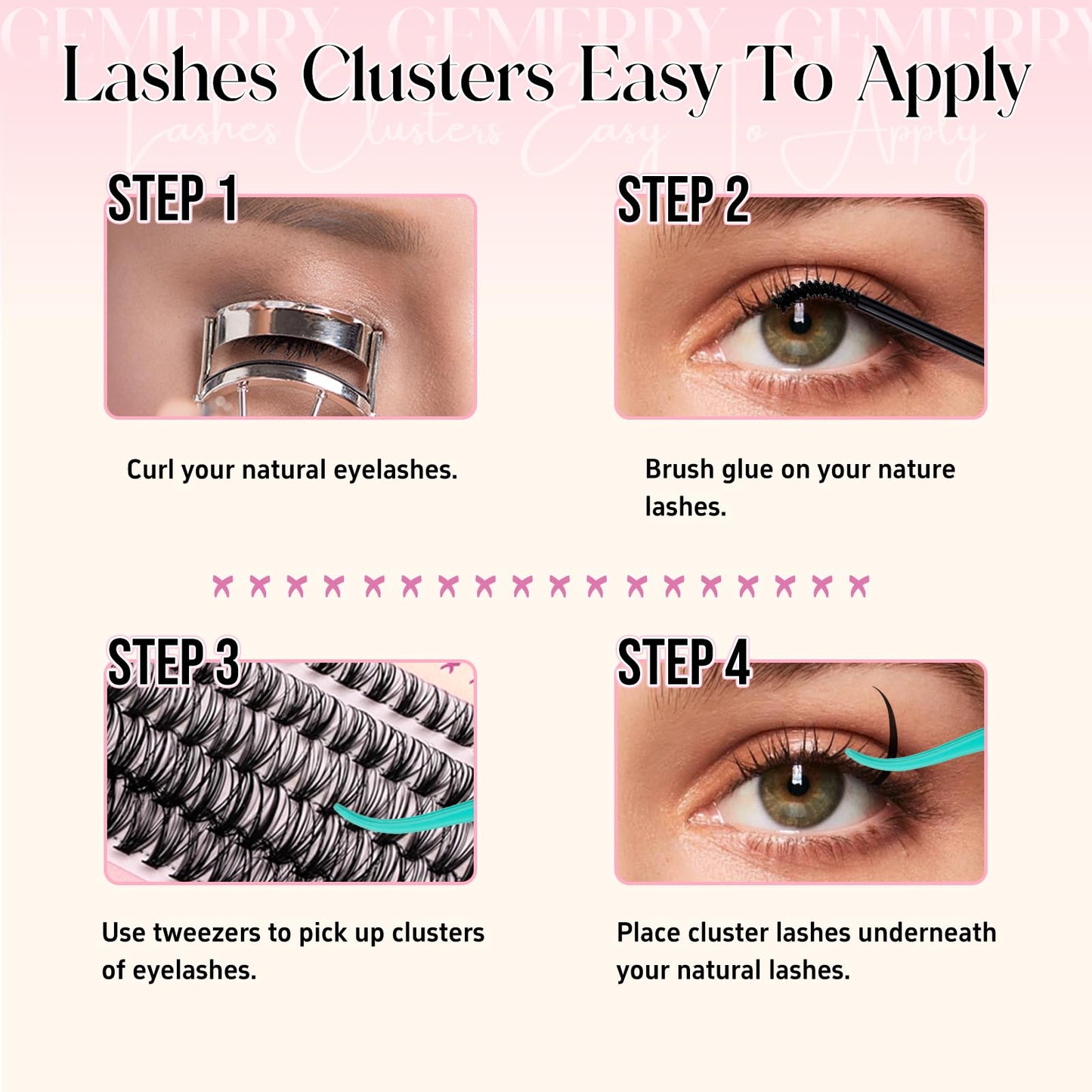 GEMERRY Spikes Lash Clusters 60D 80D 100D 200D Eyelashes Clusters Extensions 8-16mm Individual Lashes D Curl Fluffy Wispy False Eyelashes Cluster Lashe DIY Cluster for Beginners