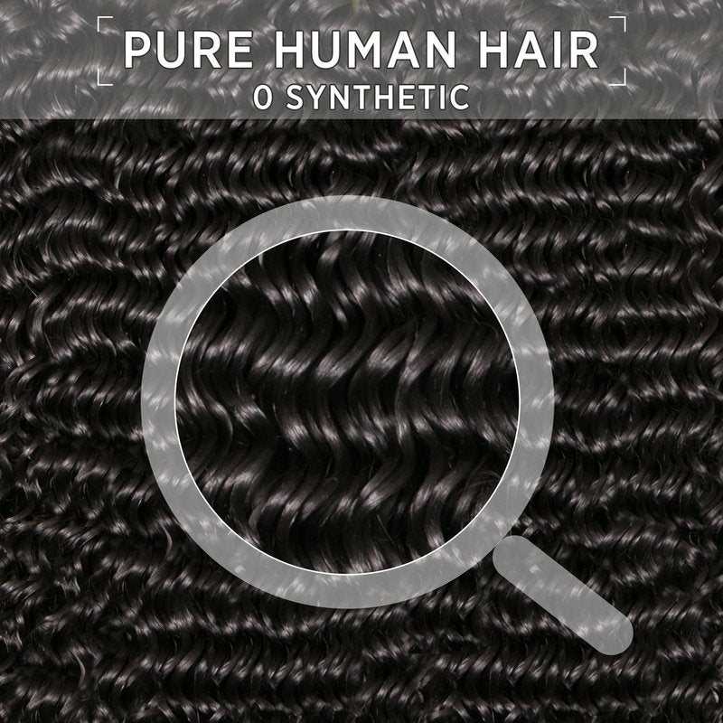 Deep Wave Bundles, Curly Bundles Human Hair, 10 12 14 Inch, Wet and Wavy, Natural Black, Soft, 285g-300g, Brazilian Hair