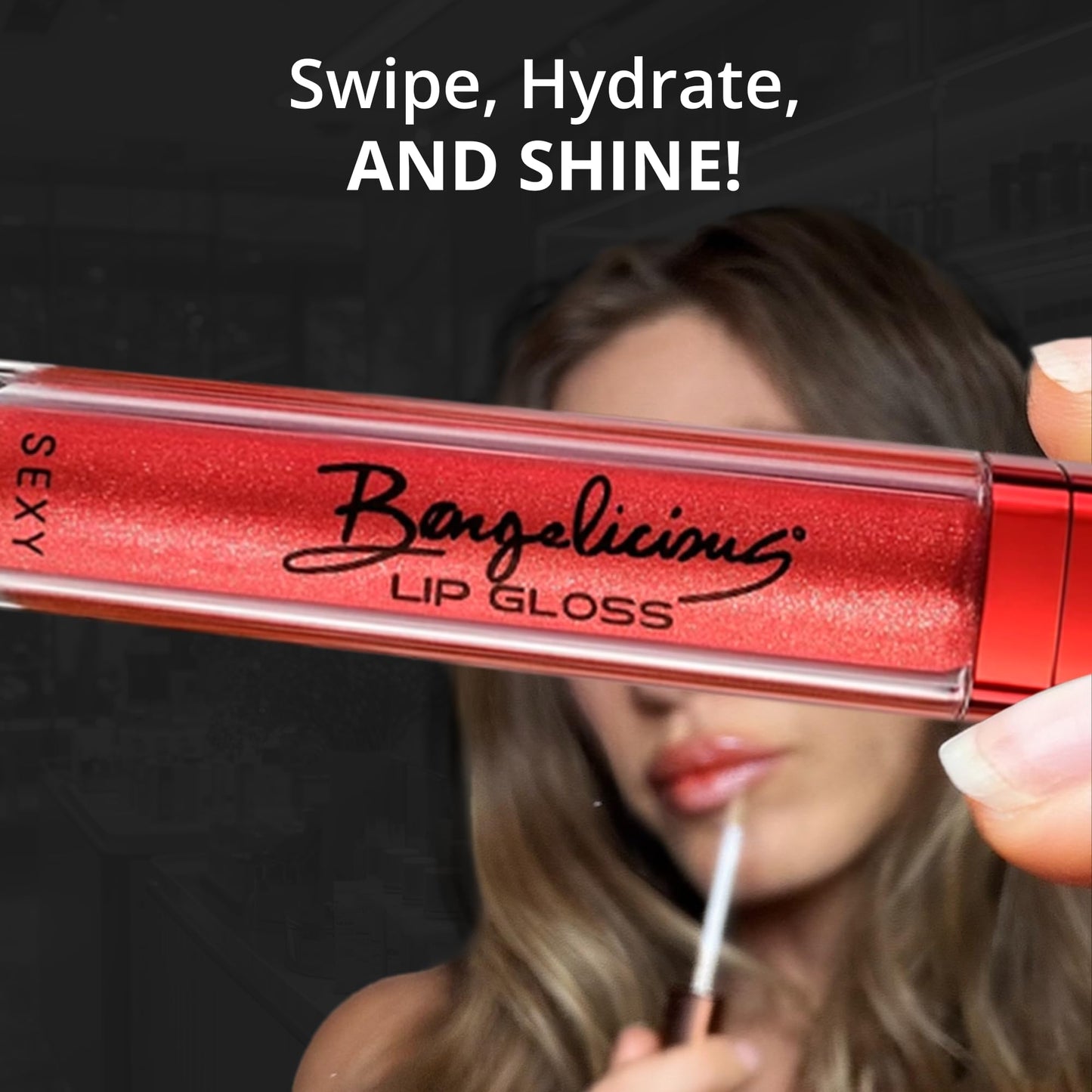 Bangalicious Scarlet Kiss Sheer Transparent Sparkle Lip Gloss for Women - Hydrating, Vitamin E Infused - Smooth Application, Clean Formula - Red Sheer Lipgloss, 1 Pack