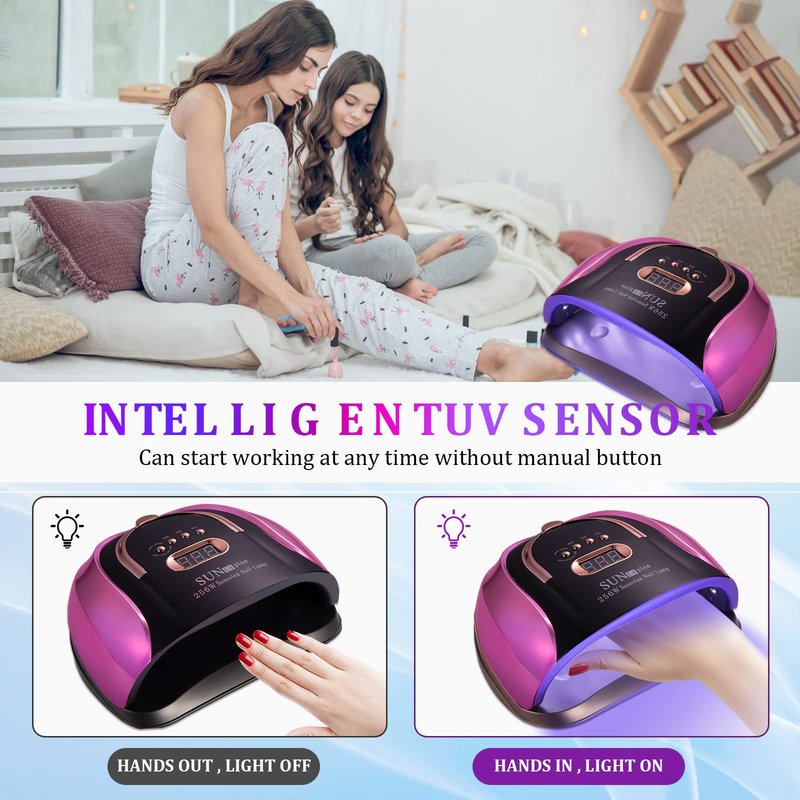 MUSERAY UV LED Nail Lamp, 256W Gel Light for Nail Polish UV Dryer,4Timers UV Nail Lamp Professional Nail Light, 57Pcs Lamp Beads and Automatic Sensor
